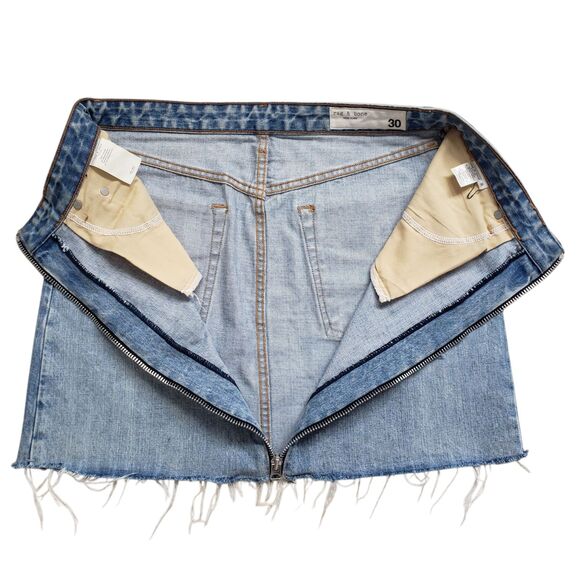 Rag & Bone Anna Denim Mini Skirt Womens 30 Mandy Distressed Zip Front - Picture 7 of 8